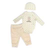 Girl's 3pc Plush Pant Set: Cream Sheep