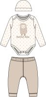 Girl's 3pc Plush Pant Set: Cream Sheep