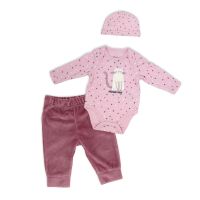 Girl's 3pc Plush Pant Set: Pink Kitten