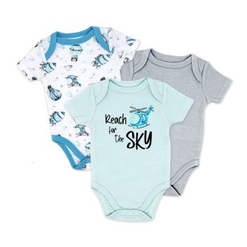Boys 3 Pack Bodysuit: Helicopter