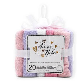 20 Pack Washcloth: Pink