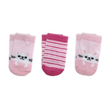 3 Pack Socks: Pink Bunny & Cat