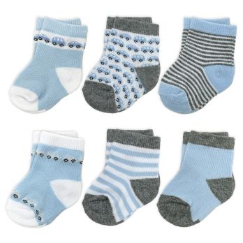 6 Pack Socks: Blue Cars 