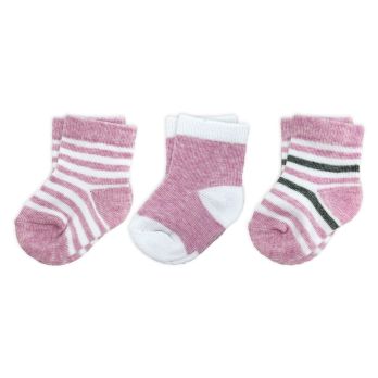 3 Pairs Crew Sock In a Box: Pink 