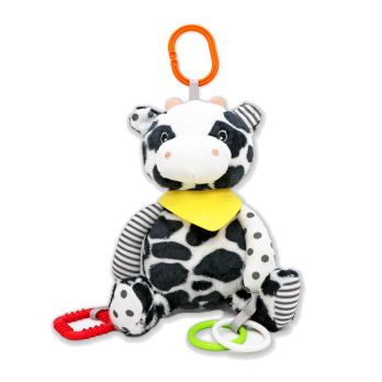 Plush Activity Toy - Black and White Cow