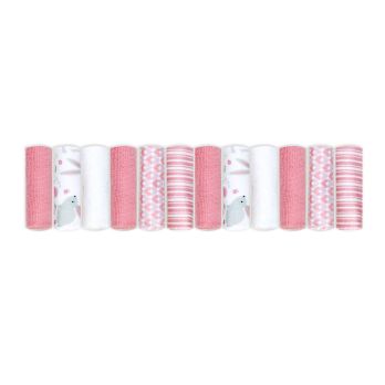 12-Pack Microfiber Washcloth: Pink Bunnies