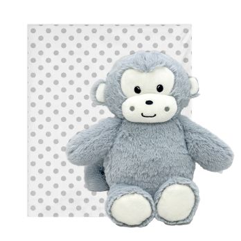 Grey Monkey Toy With Blanket 