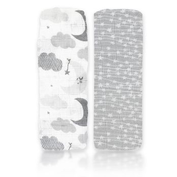 2 Pack Muslin Swaddle Blankets: Grey Sweet Dream 