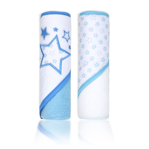 2 Pack Hooded Towel Set: Blue Stars