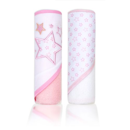 2 Pack Hooded Towel Set: Pink Stars