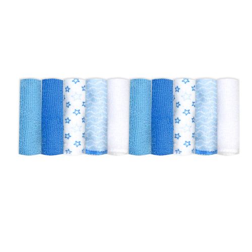 10-Pack Microfiber Washcloth: Blue Stars