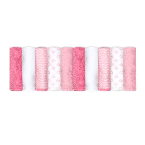 10-Pack Microfiber Washcloth: Pink Stars
