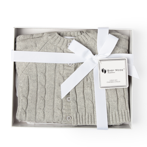 2-Piece Knitted Boxed Set: Grey