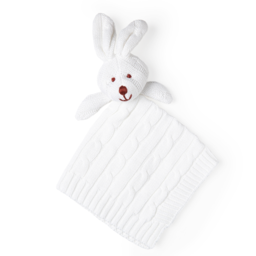 Bunny Knit Security Blanket: White