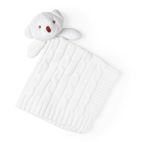 Bear Knit Security Blanket: White 