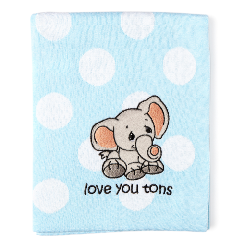 Jacquard Knit Blanket: Love you Tons Blue 