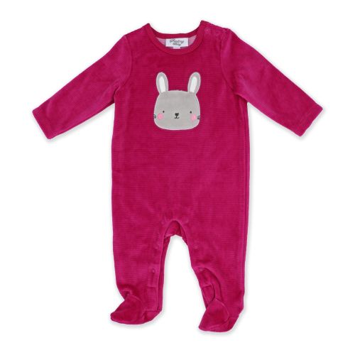 Girls Ribbed Velour Coverall: Bunny 