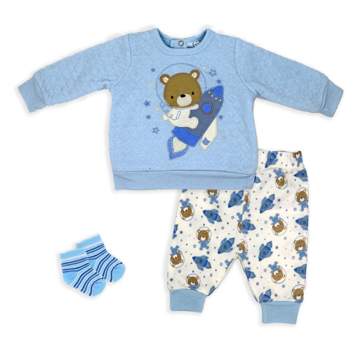 Boys 3 Piece Quilted Set: Space Bear 