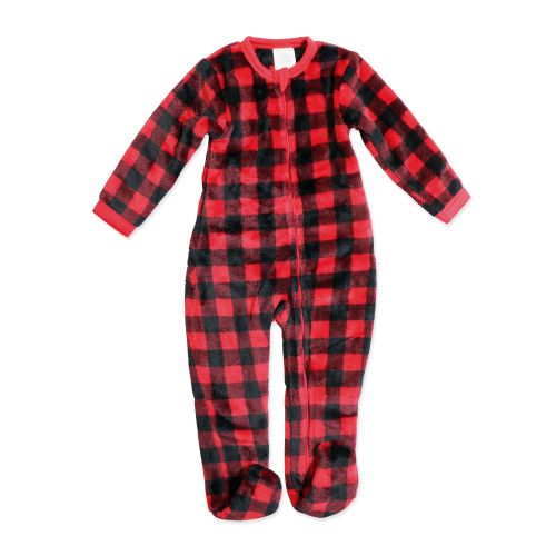 Neutral NB Printed Plush Sleeper: Red Buffalo Plaid 