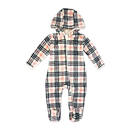 Unisex NB Printed Plush Pram: Tan Plaid 