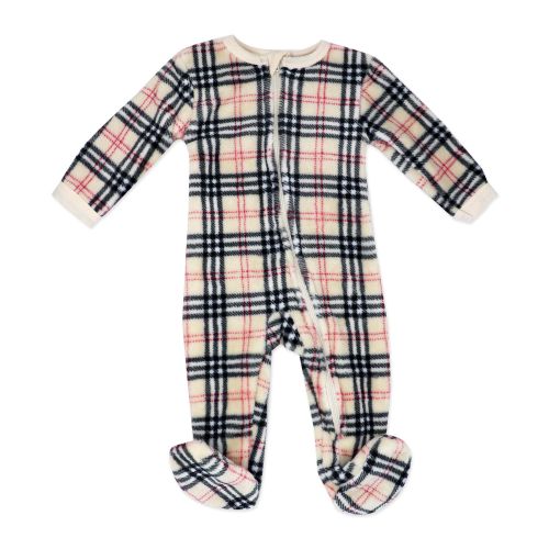 Neutral NB Printed Plush Sleeper: Tan Plaid 