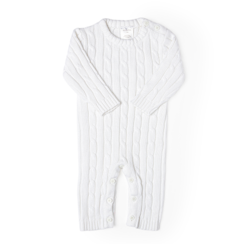 Cable Knit Romper: White 