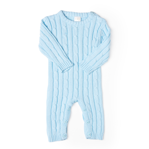 Cable Knit Romper: Blue 