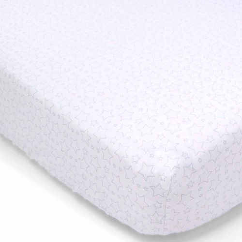 Star Flannel Crib Sheet: Grey 