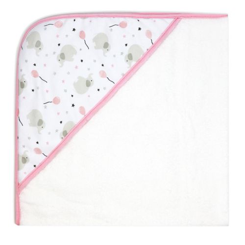 Elephant & Balloon Hooded Towel: Pink 